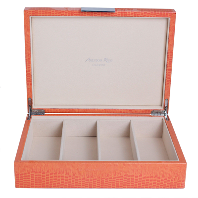 Addison Ross Ltd Large Orange Croc & Silver Glasses Box In Multi