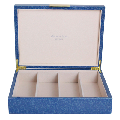 Addison Ross Ltd Large Blue Shagreen & Gold Glasses Box