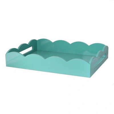 Addison Ross Ltd Turquoise Medium Lacquered Scallop Serving Tray In Blue