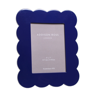 Addison Ross Ltd Navy Scalloped Lacquer Photo Frame In Multi