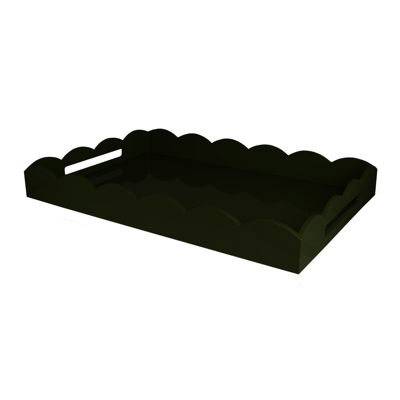 Addison Ross Ltd Black Large Lacquered Scallop Ottoman Tray