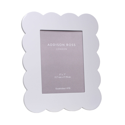 Addison Ross Ltd White Scalloped Lacquer Photo Frame In Multi