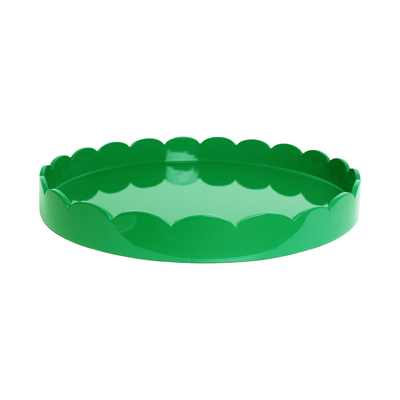 Addison Ross Ltd Leaf Green Round Large Lacquered Scallop Tray