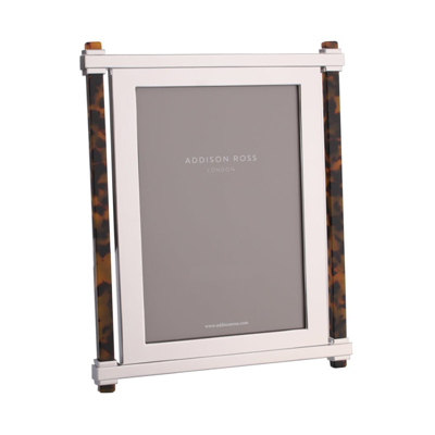 Addison Ross Ltd Tortoiseshell & Silver Pillar Photo Frame In Gray