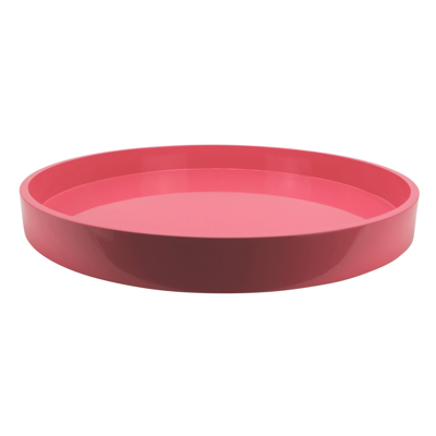 Addison Ross Ltd Watermelon Straight Sided Round Large Lacquered Tray In Pink