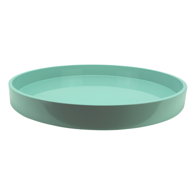 Addison Ross Ltd Eau De Nil Straight Sided Round Large Lacquered Tray In Green