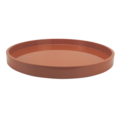 Addison Ross Ltd Orange Straight Sided Round Medium Lacquered Tray In Brown