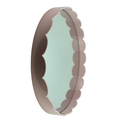 Addison Ross Trade Uk Pale Pink Medium Scallop Round Mirror In Gray