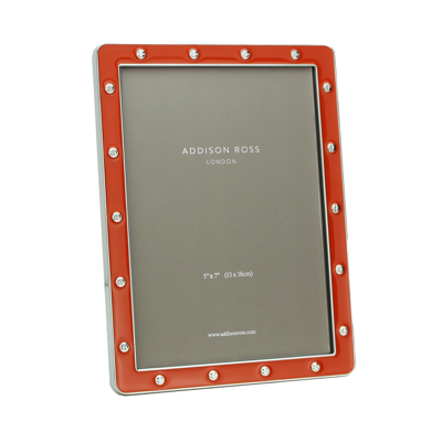 Addison Ross Ltd Orange Enamel & Silver Locket Frame In Red