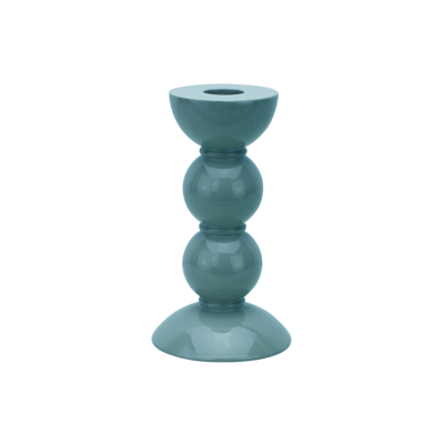 Addison Ross Trade Uk Medium Chambray Blue Bobbin Candlestick - 14cm