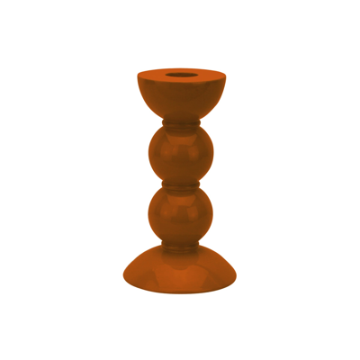 Addison Ross Trade Uk Medium Orange Bobbin Candlestick - 14cm In Multi