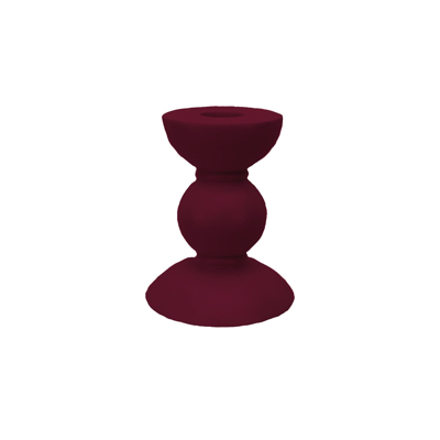 Addison Ross Trade Uk Small Cherry Bobbin Candlestick - 10cm In Burgundy