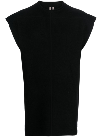 Rick Owens Cap-sleeves Knitted Top In Nero