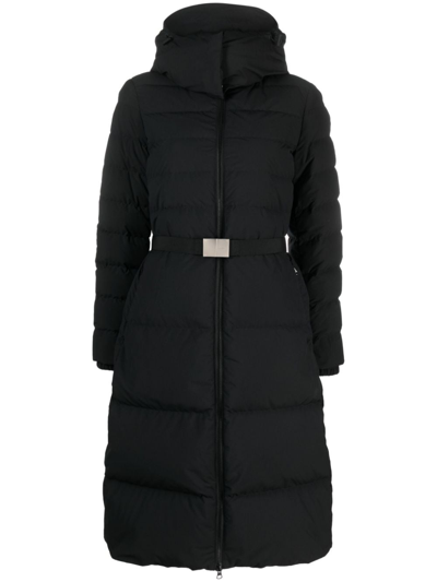 Burberry Burniston Belted Horizontal Puffer Jacket In Black