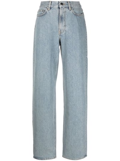 Loulou Studio Light-wash Wide-leg Jeans In Blau