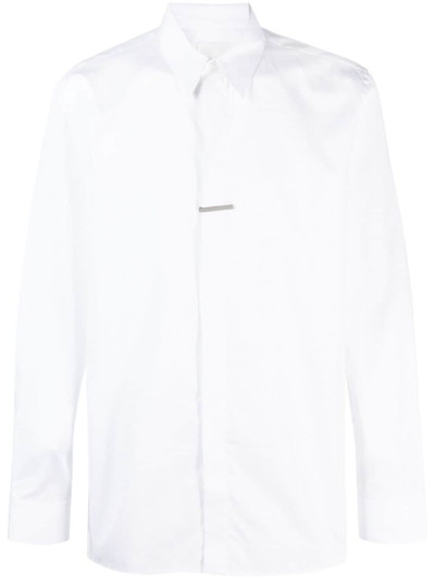 Givenchy Logo-plaque Pointed-collar Cotton Shirt In Weiss