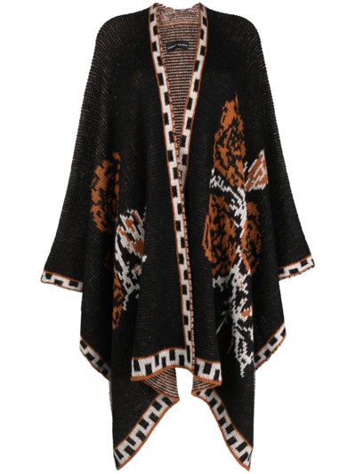 Barbara Bologna Patterned-intarsia Open-front Cape In Schwarz