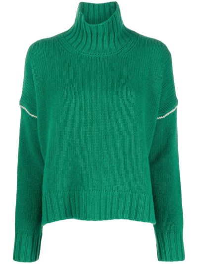 Woolrich Contrasting-stitch Knitted Jumper In Kelly Green