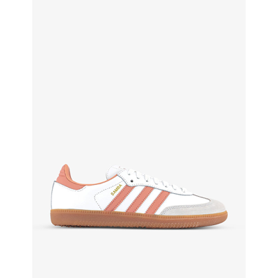 Adidas Originals Adidas Womens White Crystal White Samba Og Logo-print Leather Low-top Trainers