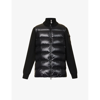 Moncler Womens Black Funnel-neck Ribbed Shell-down Wool Knitted Cardigan