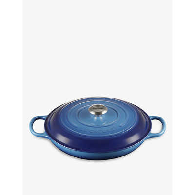 Le Creuset Signature Shallow Cast-iron Casserole Dish In Azure Blue