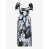 STINE GOYA STINE GOYA WOMEN'S ICY FLOWER EVERLEIGH ABSTRACT-PATTERN RECYCLED-POLYESTER BLEND MIDI DRESS