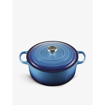 Le Creuset Signature Round Cast-iron Casserole Dish In Azure Blue