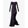 Victoria Beckham Womens Blackberry Ruched Scoop-neck Stretch-woven Maxi Dress In Blackberry