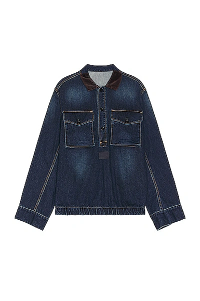 Sacai Denim Shirt Jacket In Blue