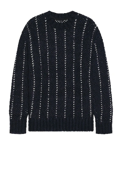 Sacai Striped Jacquard-knit Sweater In Navy