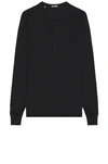 Tom Ford Mens Black Henley Ribbed Relaxed-fit Cotton-blend T-shirt In Black