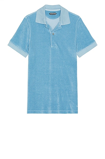 Tom Ford Tennis Piquet Polo Shirt In Blue