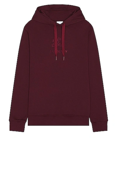 Burberry Embroidered Ekd Cotton Hoodie In Deep Crimson