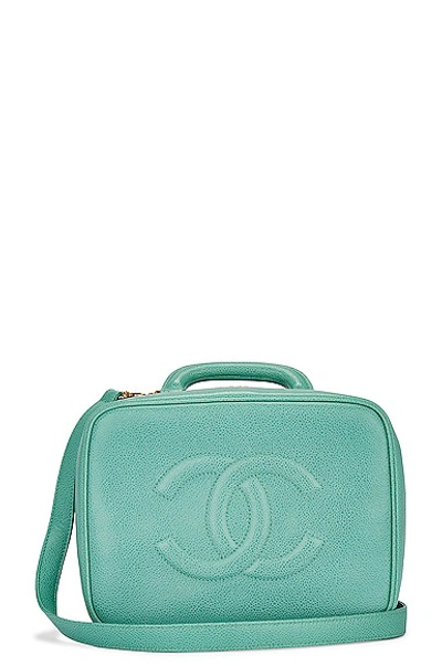 Pre-owned Chanel Caviar Coco Mark Vanity Bag In Turquoise