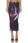 Louisa Ballou Ribbed Printed Stretch-jersey Midi Skirt In Red Silver Flower