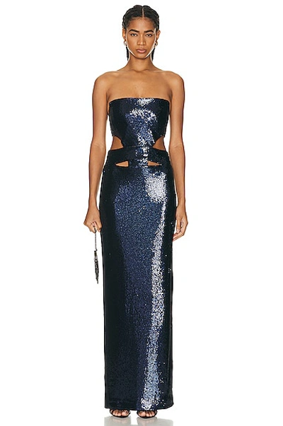 Et Ochs Ava Strapless Sequined Cutout Column Gown In Midnight