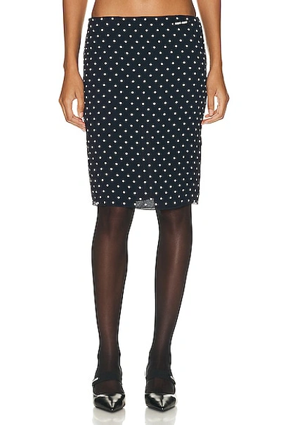 Miu Miu Polka-dot Chiffon Skirt In F069q Blu Avorio