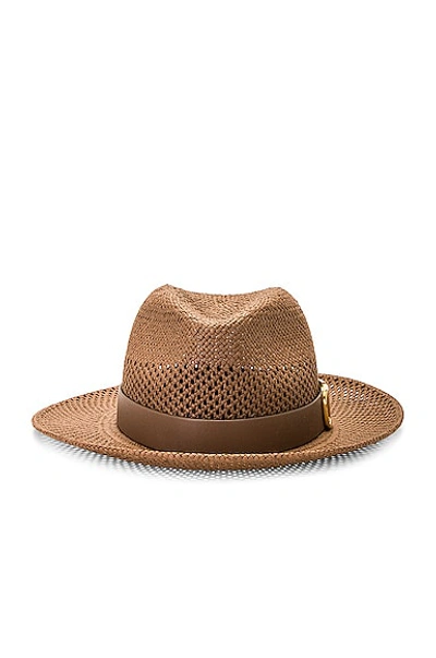 Valentino Garavani Vlogo Signature Fedora Hat In Brown