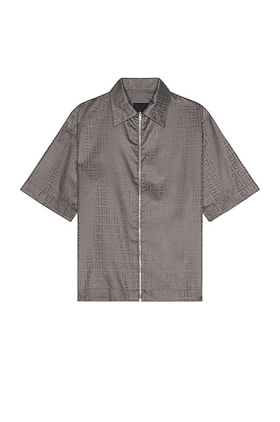 Givenchy Men's Boxy Fit Zipped Shirt In 4g Jacquard In Grey