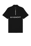 Givenchy Archetype Zipped Polo Shirt In Cotton In Black