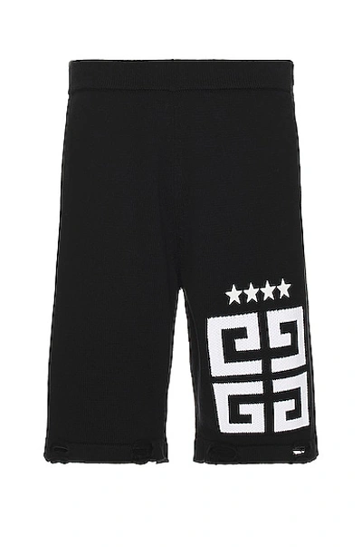 Givenchy Star 4g Logo Shorts In Black & White