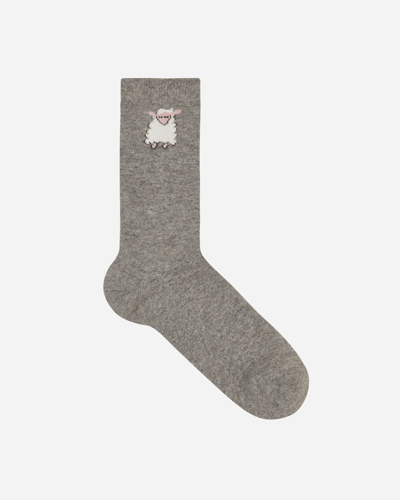 Sky High Farm Sheep Embroidered Socks In Grey