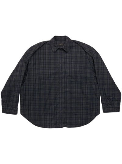 Balenciaga Checked-pattern Long-sleeve Shirt In Grey