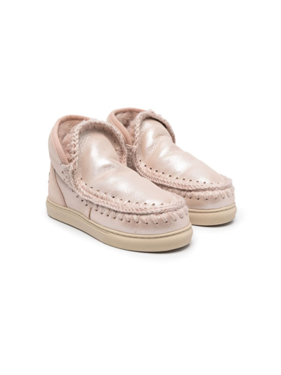 Mou Kids' Whipstitch-detail Ankle Boots In Pink