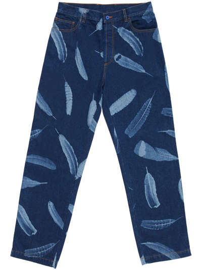 Marcelo Burlon County Of Milan Feathers Straight-leg Jeans In Blue