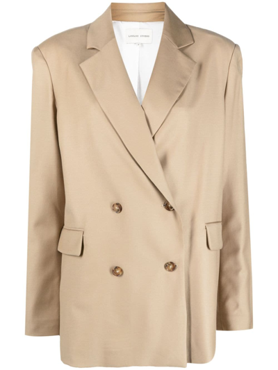 Loulou Studio Notched-lapel Double-breasted Blazer In Beige