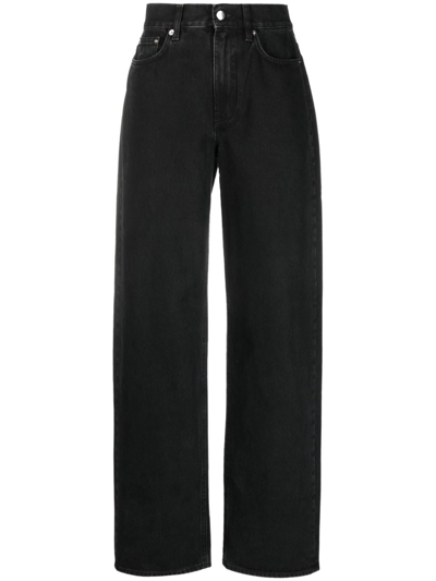 Loulou Studio Dark-wash Wide-leg Jeans In Black