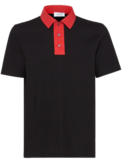 Ferragamo Polo Shirt In Black Red