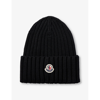 Moncler Ribbed-knit Virgin Wool Beanie In Black