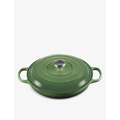 Le Creuset Signature Shallow Cast-iron Casserole Dish In Bamboo Green